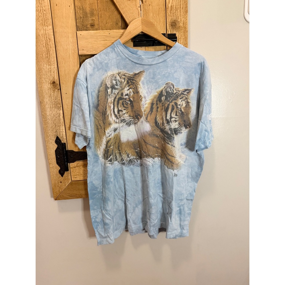 Vintage The Mountain Tiger T Shirt XL Blue Tie Dye 1999 Alan Hunt Bronx Zoo 90s